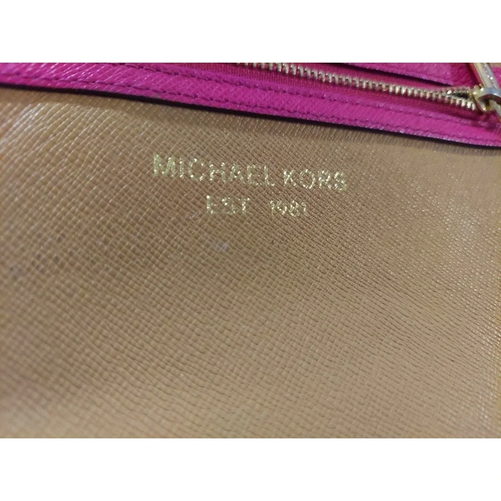 MICHAEL Michael Kors Jet Set Travel‎ Bag Wrislet MK Logo Wildberry Tan MK